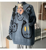 grunge knit pullover for fall and winter, oversized aesthetic with urban style, mens fashion layer for modern streetwear coll