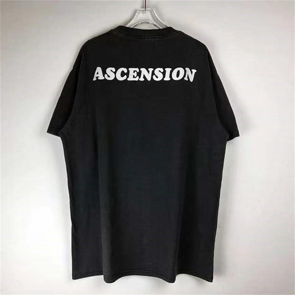 Distressed grunge tee with burned font and noise fill