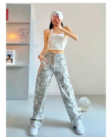 camouflage grey cargo pants women american vintage streetwear straight loose summer hiphop hot pants ins cargo pants womens 2023 unique cargo style 1171
