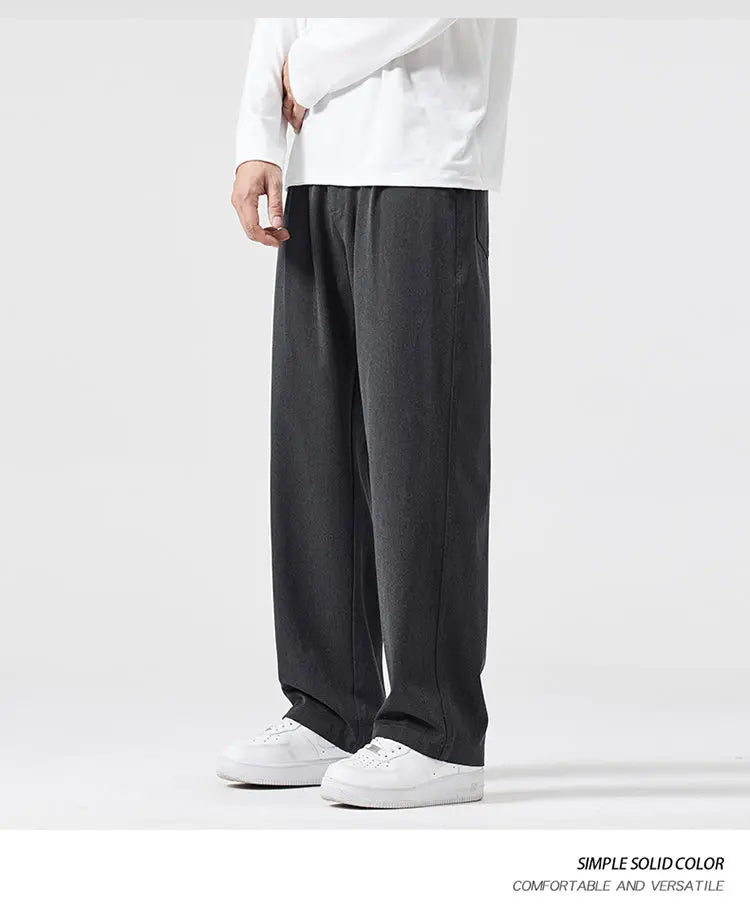 mens trend streetwear fashion loose casual plus size straight wide leg suit pant office man commute work pants trousers unique default style 2200