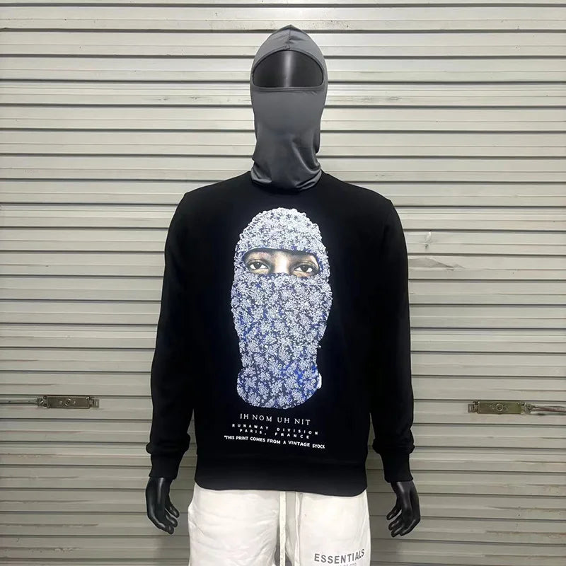 Black Rice White Ih Nom Uh Nit Hoodies Gold Necklace Masked Men Printi