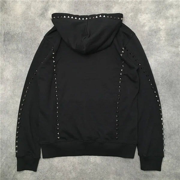 New Luxury Men Novelty Metal Rivets Hoodies Hoody Hooded Sweatshirts V