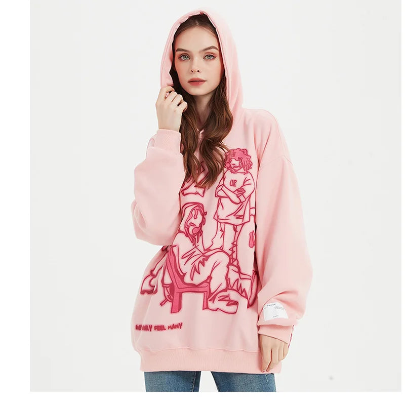 Chicvoy Women Hoodie Y2K Scrawl Graphic Harajuka Sudaderas Grunge Pull