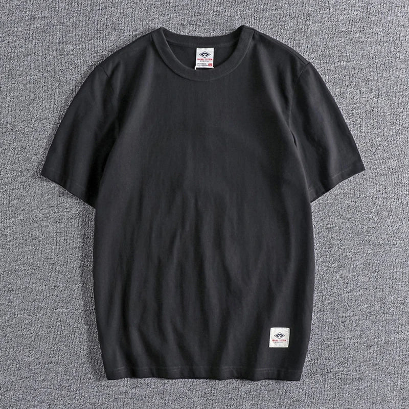 Vaporwave Chrome logo – Summer Mens Short Sleeved Retro Youth Solid Color Heavy Roun