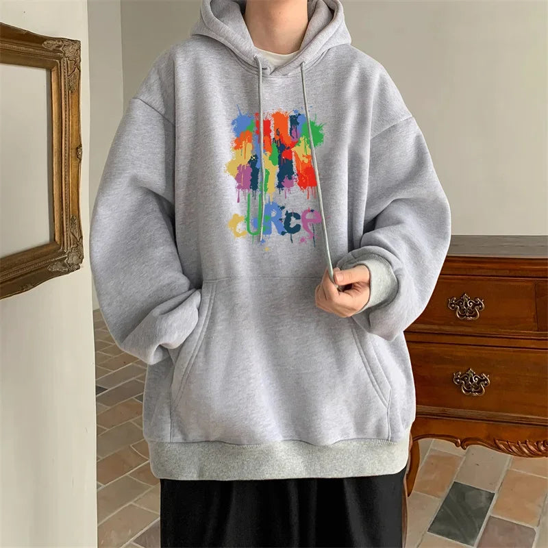 Autumn Graffiti Letter Hooded Sweatshirts Men's Design Graphic Printed Hoodies New Hip Hop Fashion Hoody Y2K
