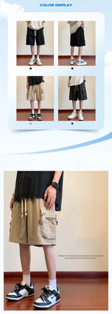 summer mens cargo shorts 2024 new outdoor multi pocket basketball casual loose work pants male drawstring y2k bermuda hombre unique cargo style 34