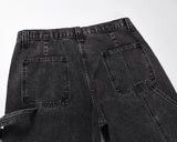 patchwork graffiti black straight denim pants mens vintage patches stitching ink splashed jeans y2k logging cargo pants for male unique cargo style 1488