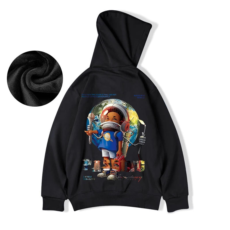 Autumn Anime Astronaut Boy Print Hoodie Sweatshirts Hombre Oversized