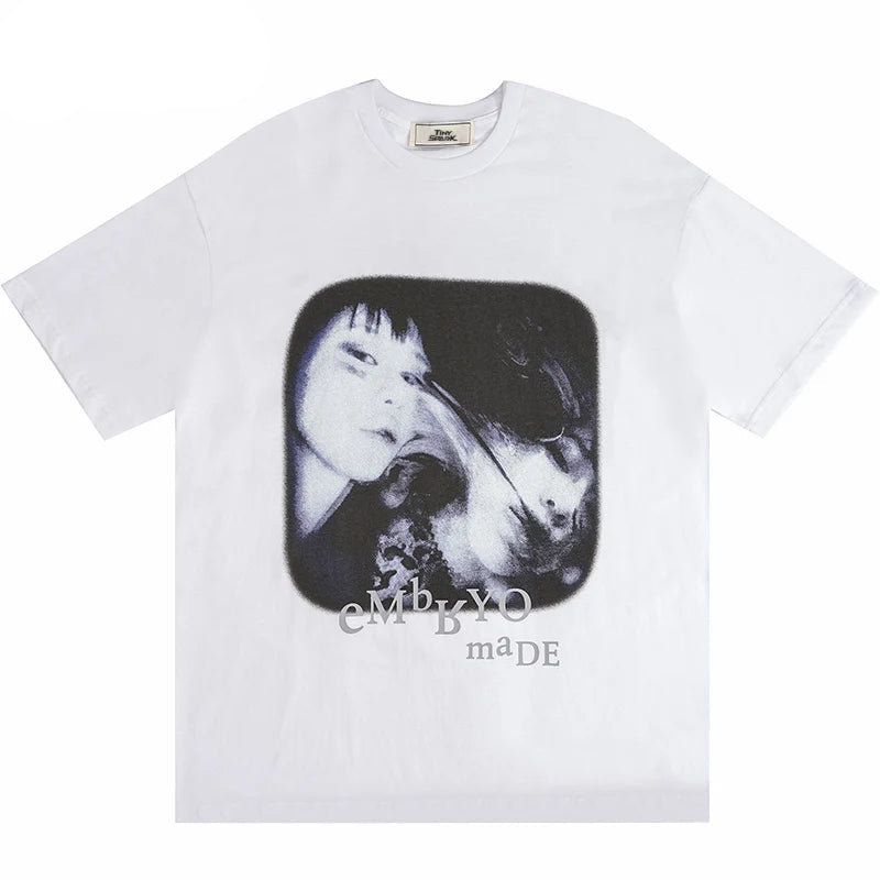 Skatercore Graphic tee – Streetwear T Shirt Men Hip Hop Illusion Girl Letter Print T