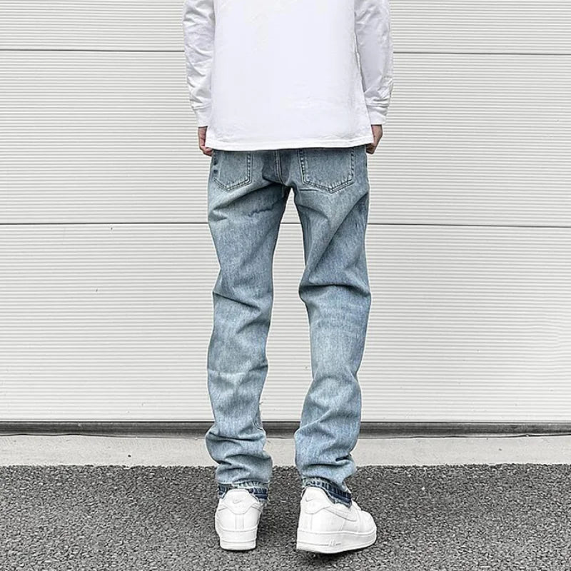 letters patckwork bottom ripped denim jeans men casual straight biker trousers fashion streetwear hip hop jean pants joggers casual joggers