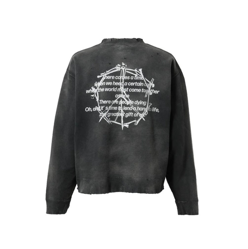 Vintage FW24 Devil print pattern High-Street Cotton Quality round neck pullover long sleeved sweatshirt