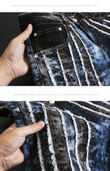 fashion distressed washed ripped destroied denim jean pants mens zipper skinny biker jeans hip hop streetwear slim pants joggers unique joggers style 1204
