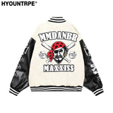 mens bomber baseball jacket coats casual patchwork pu leather single buttons fashion embroidery streetwear hip hop loose jack - variant style 618f70 for streetwear fashion