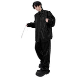 mens sequin 2 piece sets loose casual long sleeve shirt pant stage fashion party show clothing dress shirts trousers costumes urban fashion pants