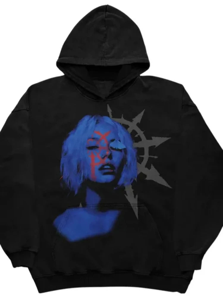 Y2K Womens Top Hoodies Sweatshirt Pullover Oversized Streetwear Vintage