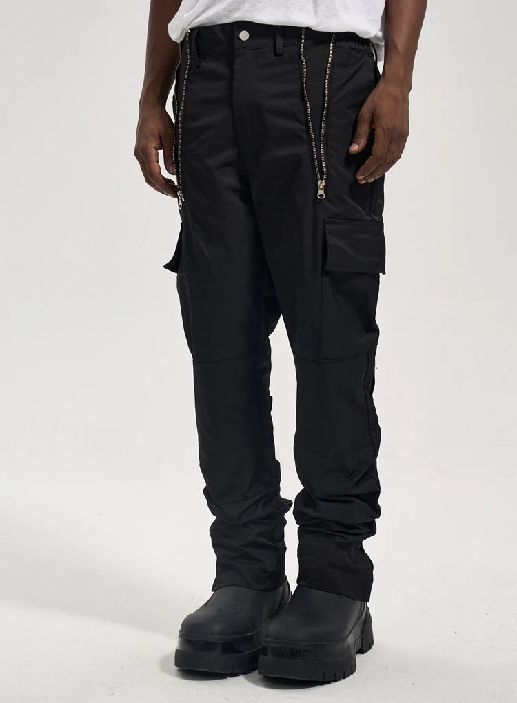 fashion zipper open waist pants with side pockets cargo pants trousers streetwear hip hop military casual pants joggers men unique joggers style 976