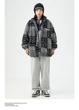 Skatercore Fit – Men Paisley Fleece Jackets Coats Fashion Hairy Zipper Loose