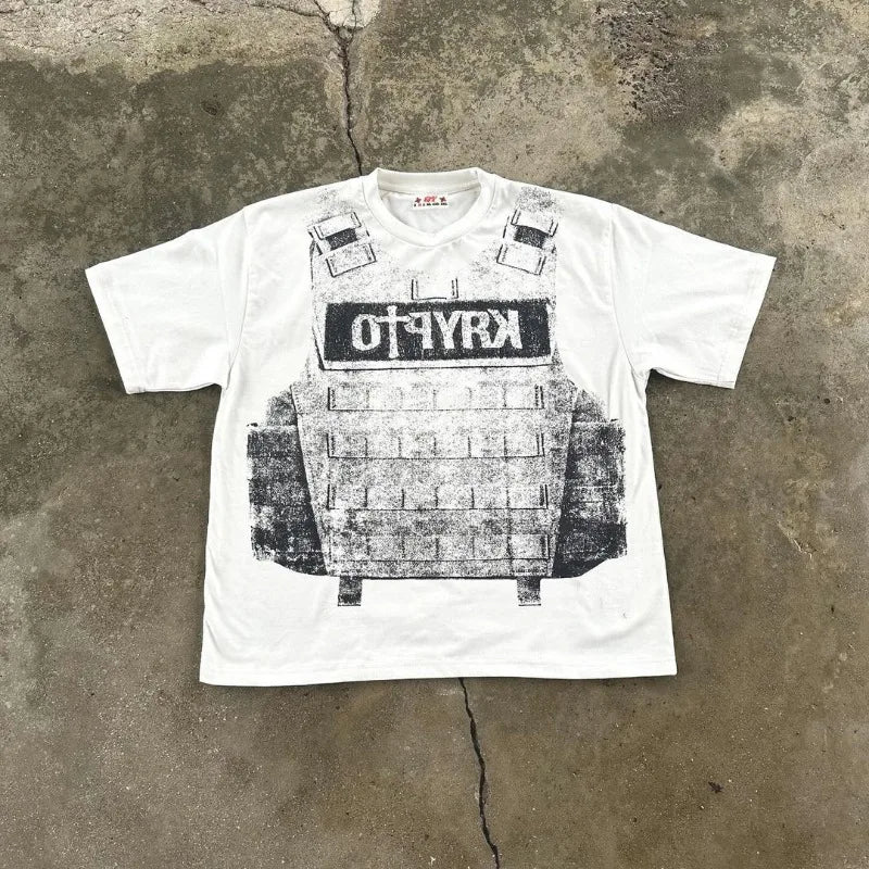 Gothic Oversized shirt – American Summer High Street Retro Trendy Brand Short Sleeved