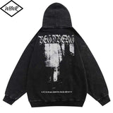 Winter Washed Cotton Hoodies Gothic Letter Print Hooded Vintage Landsc