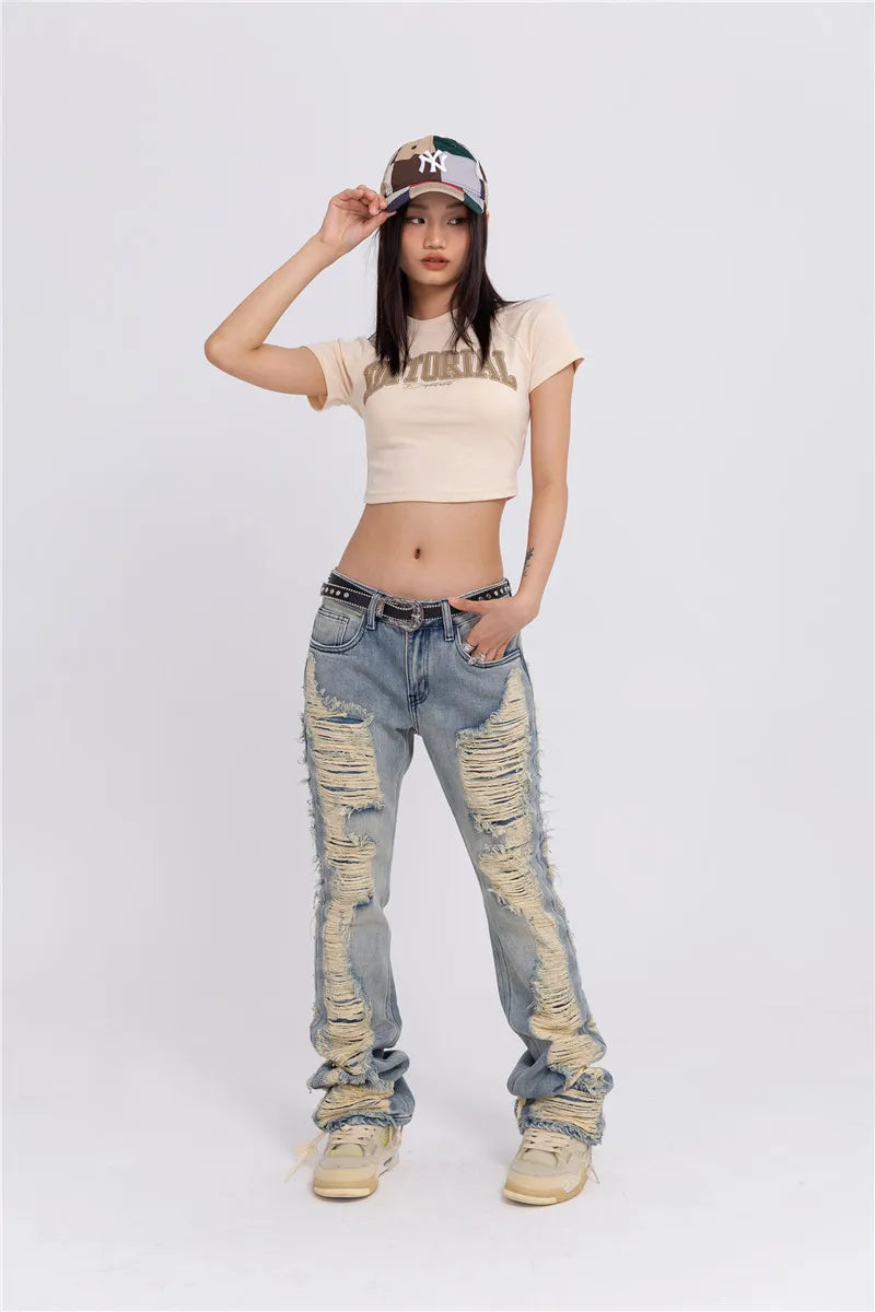 fashion ripped denim jeans mens destoryed holes zipper straight trousers jeans hip hop streetwear new casual joggers jeans pants unique joggers style 3083
