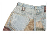 2024 autumn and winter new stitching ripped jeans