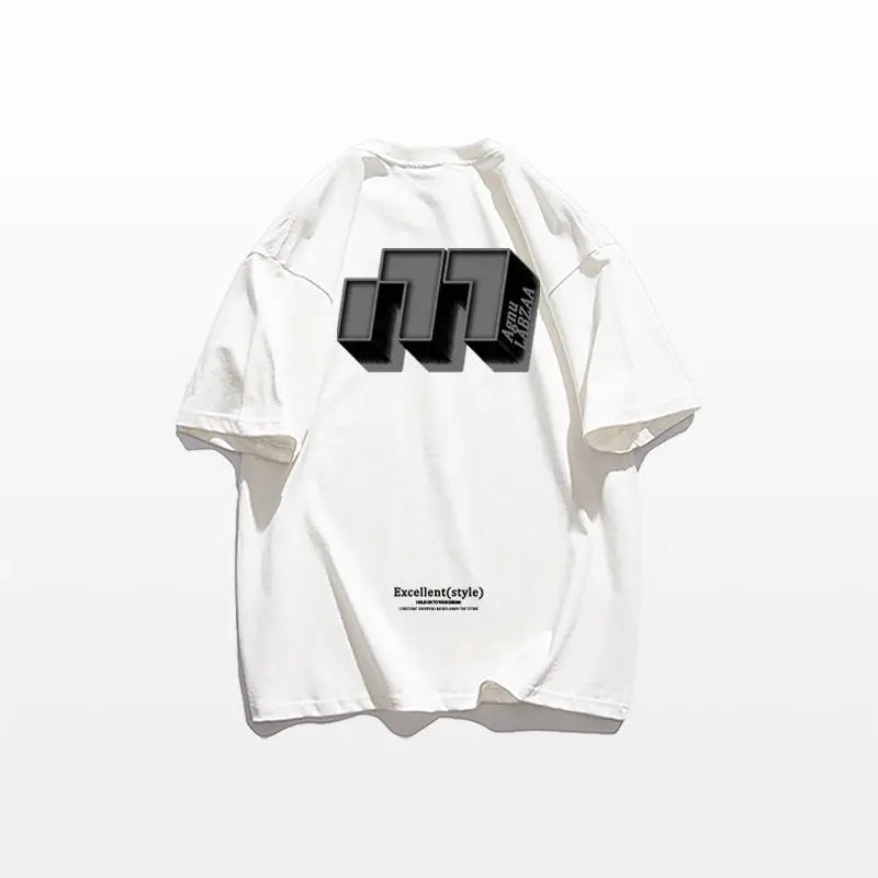 Skatercore Chrome print – Hip Hop Street Personality Letter Print Round Neck Short