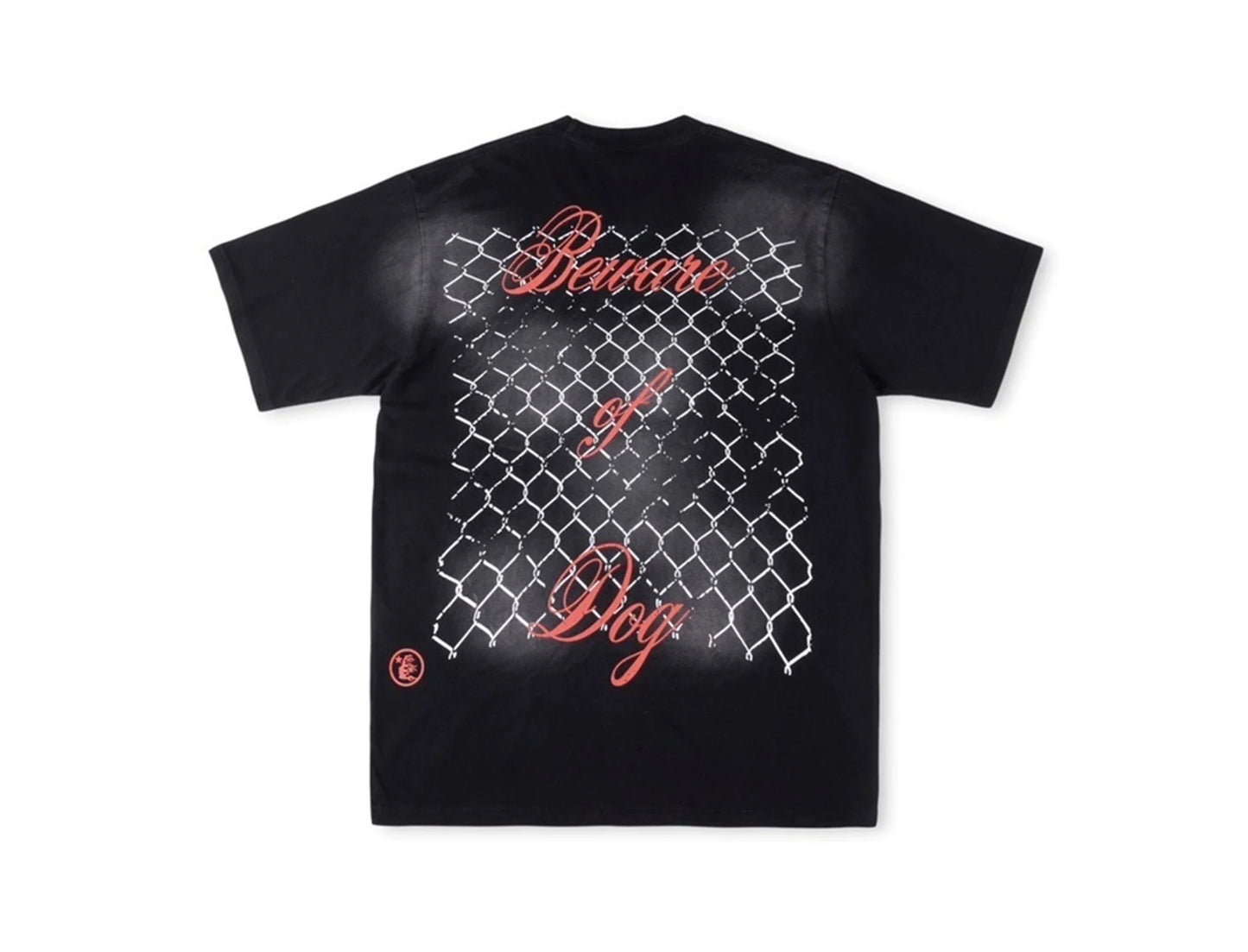 24SS HS Brand Fashion Beware Of Dog Tee High-Street Retro Washed Print Cotton Short Sleeve Tops T-Shirt