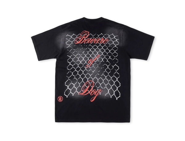24SS HS Brand Fashion Beware Of Dog Tee High-Street Retro Washed Print Cotton Short Sleeve Tops T-Shirt