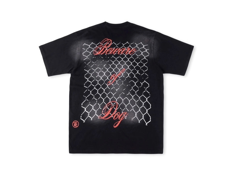 24SS HS Brand Fashion Beware Of Dog Tee High-Street Retro Washed Print Cotton Short Sleeve Tops T-Shirt