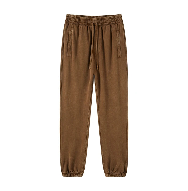high street dark distressed vintage baggy joggers pants ins versatile drawstring sports pants men washing wax dyeing sweatpants unique joggers style 3185
