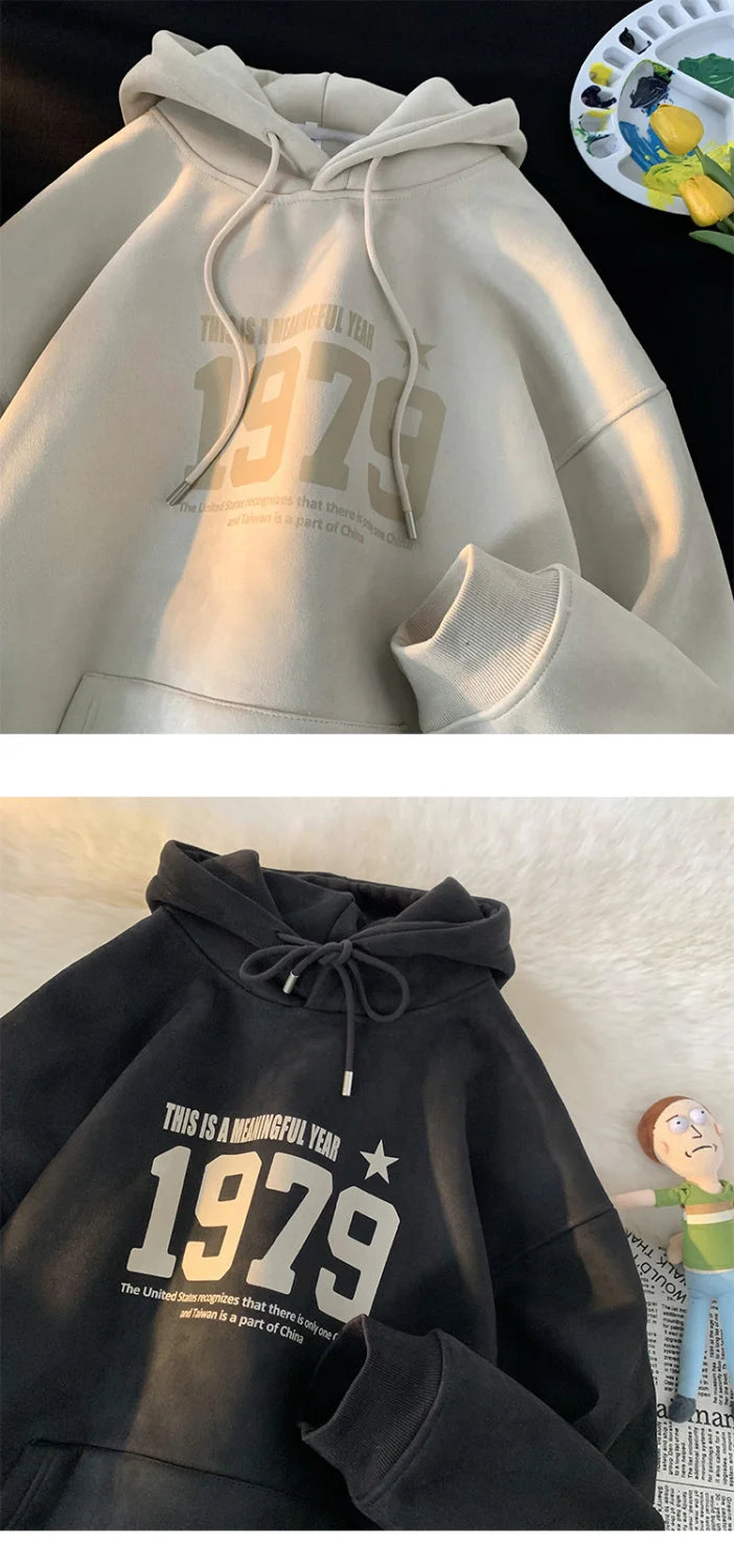 Winter New Korean Men's Hooded Sweatshirt New Niche Ins Harajuku Style Personality Loose Casual Y2K Couple Thickened Jacket Top