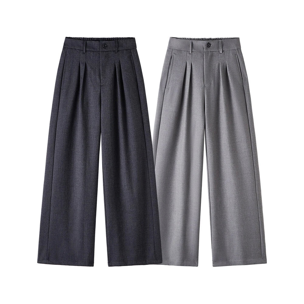 men loose casual korean streetwear fashion vintage straight wide leg suit pants trousers cityboy baggy pants menswear bottoms