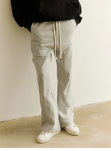 american streetwear gray flared sweatpant men double knee patch micro flare overalls harajuku casual patchwork sweat pants black unique joggers style 2951