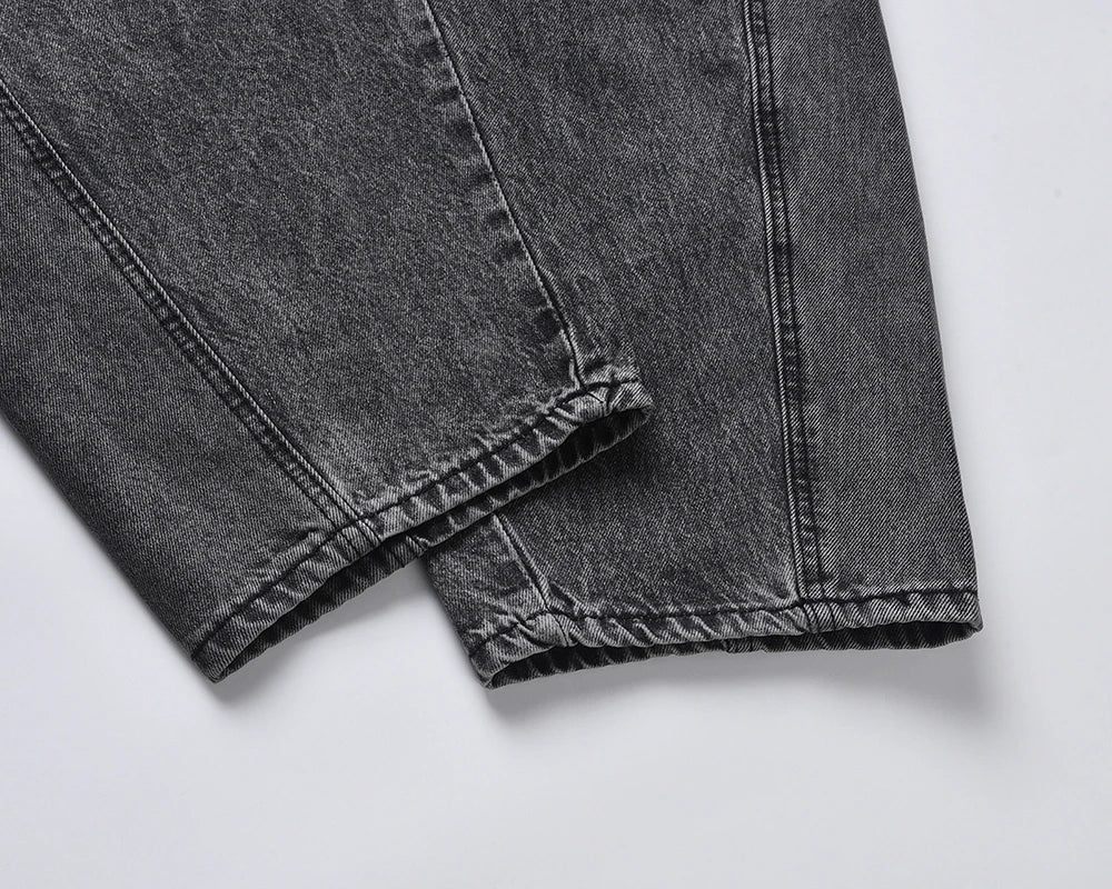 high street washed baggy casual jeans for men and women straight pockets denim pants oversized loose cargo trousers unique cargo style 3885