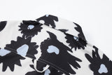 Summer 24SS Vintage Retro Black Flower Direct Print High-Street Casual Beach Style Quality Cold Short Sleeve Shirt