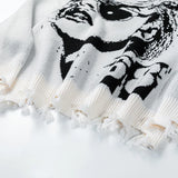 hip hop knitted oversized sweater men autumn winter o neck long sleeve pullover streetwear casual loose sweaters jumper knitwear - Y2K grunge street style, gothic aesthetic hoodie for winter, soft fleece-lined outerwear