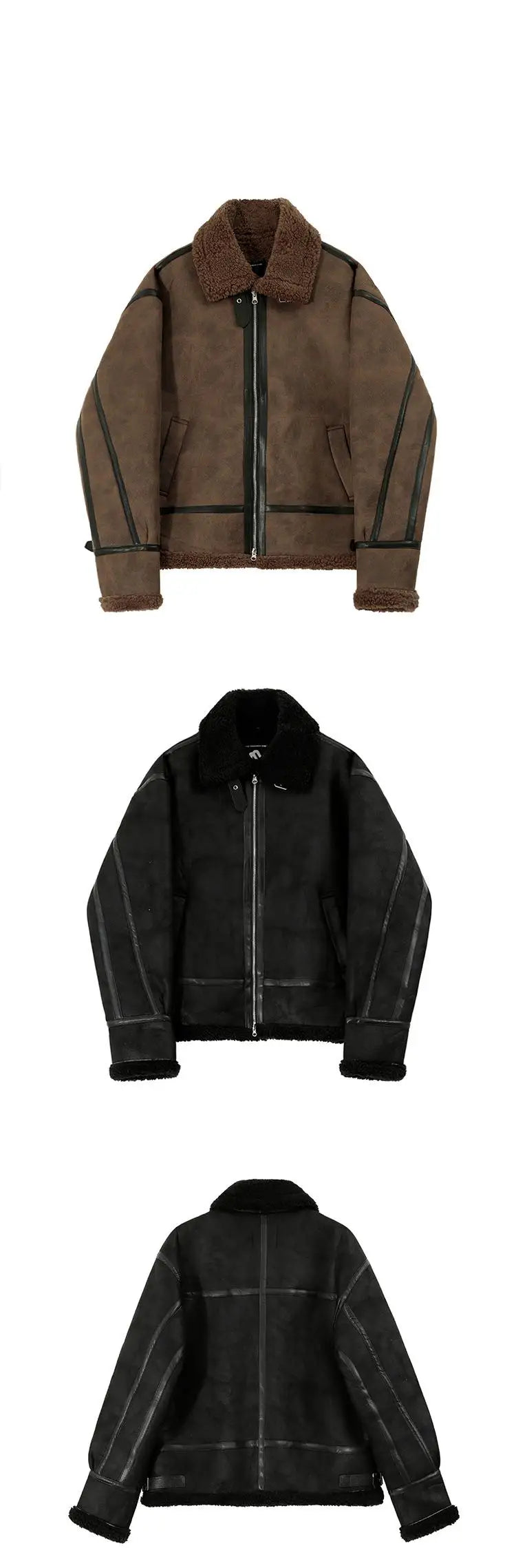 Winter Fur One-piece Cotton-padded Coat Men's Winter Korean-style Loose Suede Deer Leather Lambskin Motorcycle Leather Jacket
