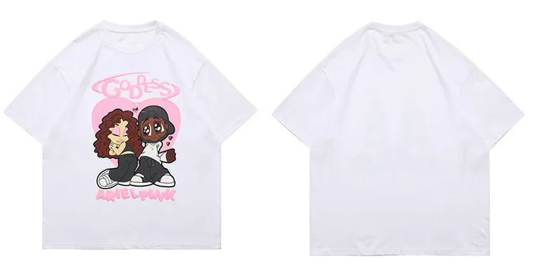 Harajuku Crying angel – Aolamegs Hip Hop T Shirt Men Cartoon Couple Print Streetwear
