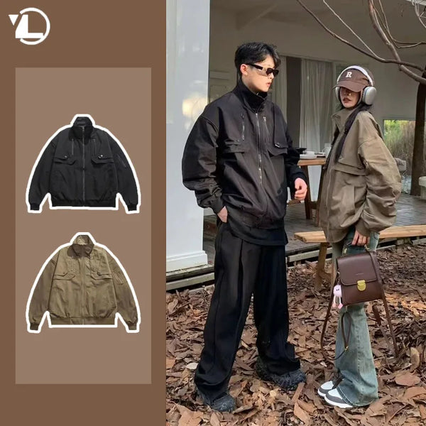 minimalist street zip-up, streetwear for men, fall streetwear outfit, oversized style, layered fashion, modern aesthetic, graphic detail