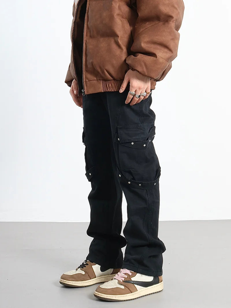 hip hip pants mens cargo harem pant streetwear side pockets harajuku joggers unisex baggy hosen loose straight cotton trousers casual joggers