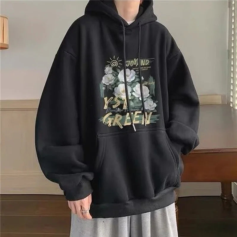 New Floral Oil Painting Art Print Pullover Hoodies Men And Women Casua