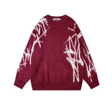 oversized knit pullover, fall/winter fashion, soft knit pullover with flame design, y2k fashion statement