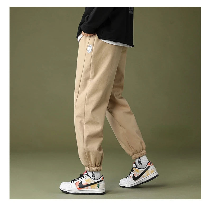 mens high street loose fit elastic waist pants winter warm fleece pants hip hop solid drawstring sportwear sweatpants joggers unique joggers style 1662