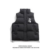 2024 Winter Korean Printed Stand Collar Vest Cotton Jacket New Ins American Street Casual Personality Handsome Sleeveless Vest