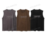 Glitchcore Broken heart – Vintage Mens Y2K Vest Letter Washed Tank Tops Summer High St