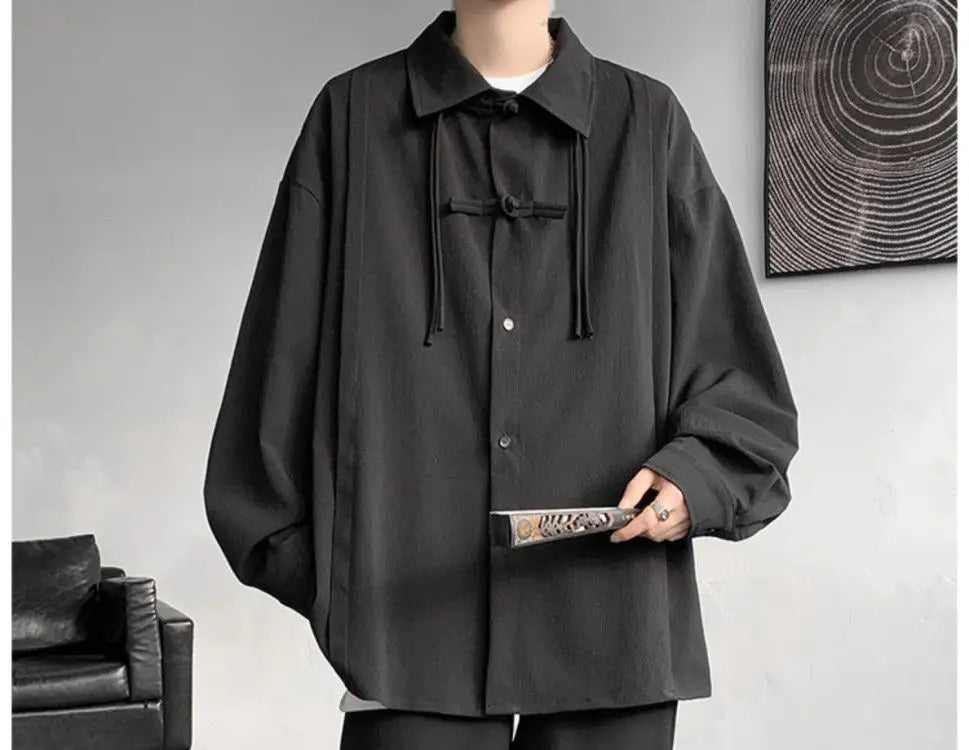 Shirts for men spring and autumn style national fashion design loose and versatile large size