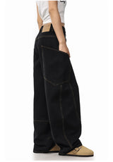 men women streetwear fashion vintage loose casual wide leg denim cargo baggy jeans pants cityboy harem trousers unique cargo style 1402