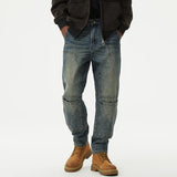 men streetwear fashion loose casual plus size denim harem jeans pant cityboy retro splice pocket cargo jeans trousers 40 38 multi-pocket cargos