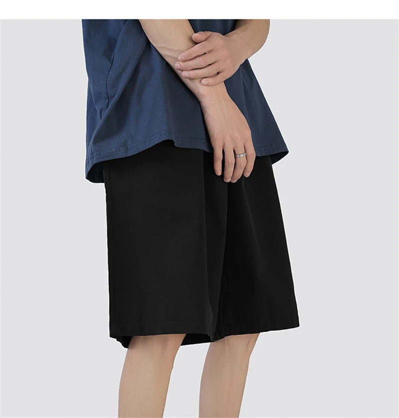 summer mens solid color straight shorts 2024 casual y2k wide leg short pants casual streetwear sweat baggy bermudas hombre unique shorts style 3325