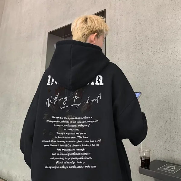 Autumn Mens Goth Letter Printed Pullover Hoodies Y2K Streetwear Fashio